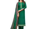 DRAVINAM Trends Women's Pure Viscose Upada Silk Sequence work Unstitched Salwar Suit Material with Pure Muslin Digital Print Sequence Dupatta (Free size_Green)