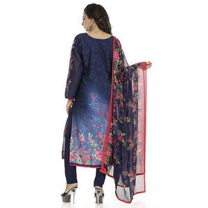 DRAVINAM Trends Women's Embroidered Pure Crepe Floral Printed Salwar Suit Dress Material with Printed Georgette Dupatta (Unstitched)