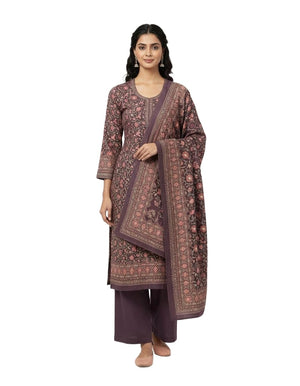 DRAVINAM Trends Women's Winter Wear Digital Printed Warm Toosh Pashmina Kullu Salwar Kameez Dress Material with Heavy Toosh Pashmina Digital Printed Shawl Dupatta