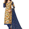 DRAVINAM Trends Women's Unstitched Sheesha Work Embroidered Printed Rayon Salwar Suit Dress Material with Nazmeen Embroidered Dupatta (Free Size)(Blue)