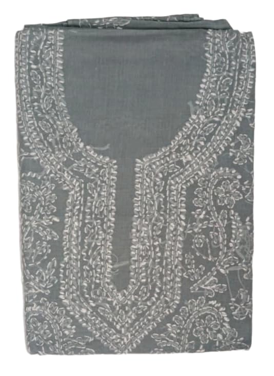 DRAVINAM Trends Women’s Cotton Unstitched Chikankari Suit Set with Dupatta & Bottom | Hand-Embroidered Lucknowi Dress Material | Premium Ethnic Wear for Women | Free Size (3-Piece)