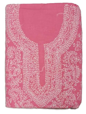 DRAVINAM Trends Women’s Cotton Unstitched Chikankari Suit Set with Dupatta & Bottom | Hand-Embroidered Lucknowi Dress Material | Premium Ethnic Wear for Women | Free Size (3-Piece)