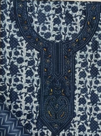 DRAVINAM Trends Women's Printed Embroidered and Hand Work Premium Cotton Jaipuri Unstitched Salwar Suit Dress Material with Mulmul Cotton Dupatta