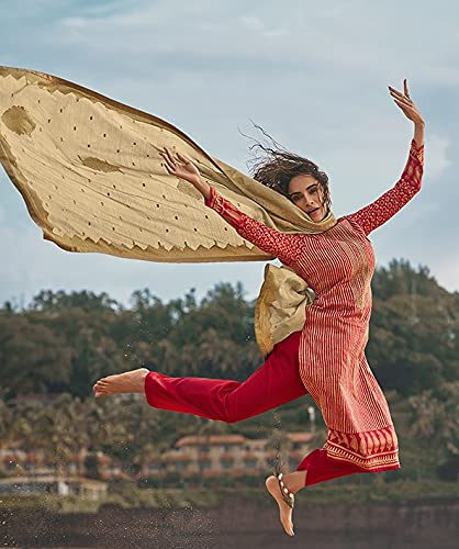 DRAVINAM Trends Women's winter wear digital Printed Pure Woollen Pashmina Salwar Suit Dress Material with Shawl Dupatta (Yellow)