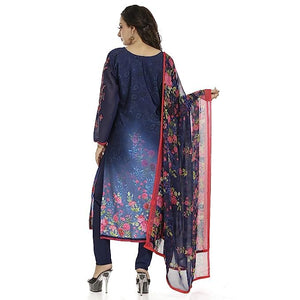 DRAVINAM Trends Women's Embroidered Pure Crepe Floral Printed Salwar Suit Dress Material with Printed Georgette Dupatta (Unstitched)