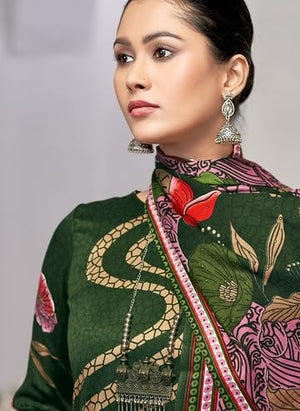 DRAVINAM Trends Women's Winter Wear Kashmiri Kani Printed Warm Salwar Kameez Dress Material with Twill Pashmina Printed Shawl Dupatta