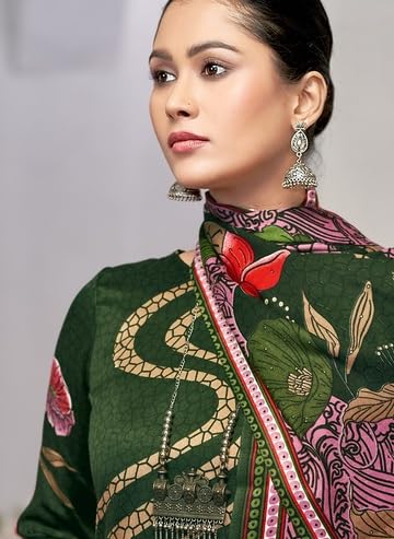 DRAVINAM Trends Women's Winter Wear Kashmiri Kani Printed Warm Salwar Kameez Dress Material with Twill Pashmina Printed Shawl Dupatta