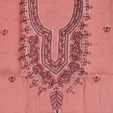 DRAVINAM Trends Women’s Cotton Unstitched Chikankari Suit Set with Dupatta & Bottom | Hand-Embroidered Lucknowi Dress Material | Premium Ethnic Wear for Women | Free Size (3-Piece)
