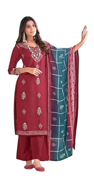 DRAVINAM Trends Women's Digital Printed Pashmina Unstitched Salwar Suit Dress Material with Digital Printed Pashmina Shawl Dupatta