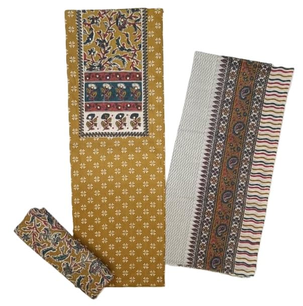 DRAVINAM Trends Women's Ethnic Pure Cotton Jaipuri Printed Unstitched Salwar Suit Dress Material with Dupatta