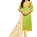 DRAVINAM Trends Women's Unstitched Banarasi Woven Salwar Suit Dress Material with Nazmin Jacquard Dupatta (Free Size_Green)