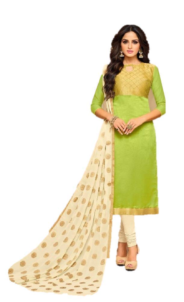 DRAVINAM Trends Women's Unstitched Banarasi Woven Salwar Suit Dress Material with Nazmin Jacquard Dupatta (Free Size_Pink)