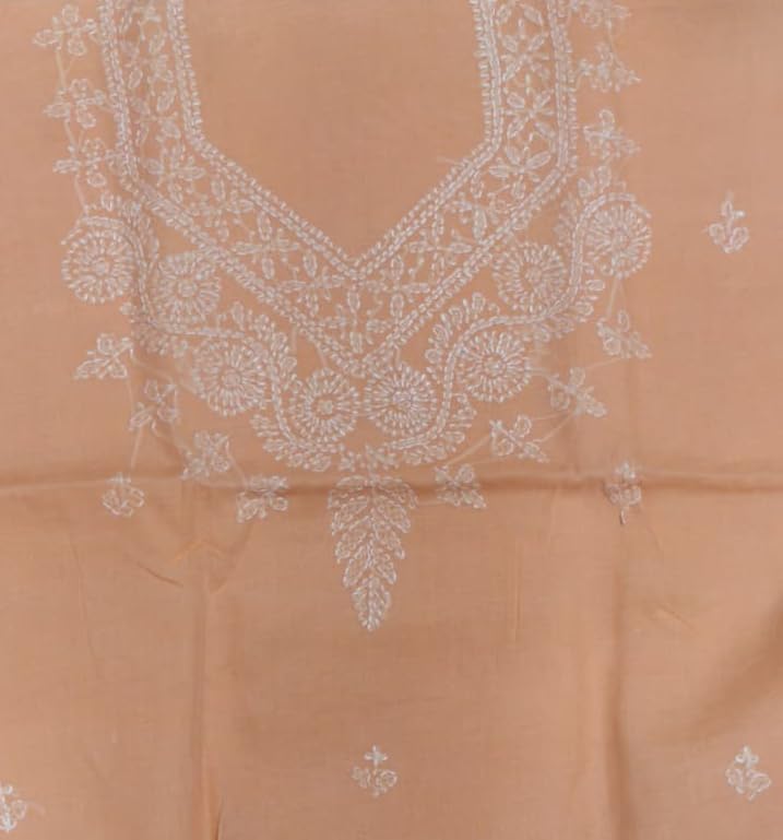 DRAVINAM Trends Women’s Cotton Unstitched Chikankari Suit Set with Dupatta & Bottom | Hand-Embroidered Lucknowi Dress Material | Premium Ethnic Wear for Women | Free Size (3-Piece)