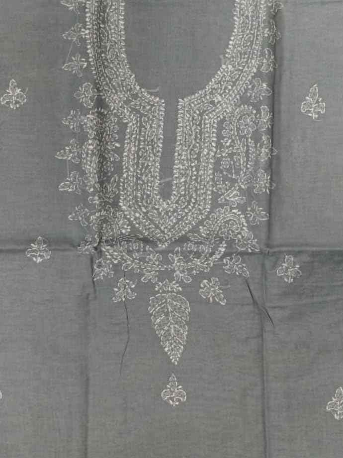 DRAVINAM Trends Women’s Cotton Unstitched Chikankari Suit Set with Dupatta & Bottom | Hand-Embroidered Lucknowi Dress Material | Premium Ethnic Wear for Women | Free Size (3-Piece)