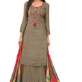 DRAVINAM Trends Women's Unstitched Pure Upada Silk embroidered Salwar Suit Dress Material with Chinon Dupatta (Free size_Grey)