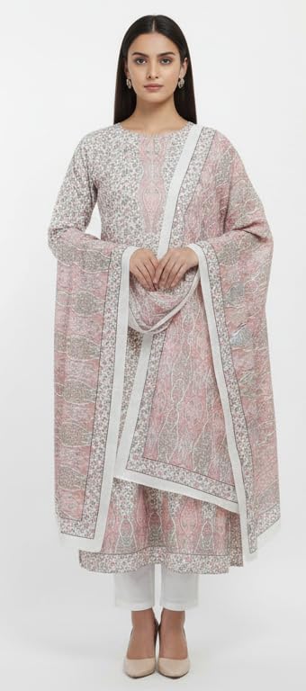 DRAVINAM Trends Women's Winter Wear Unstitched Warm Digital Printed Kani Kashmiri Toosh Pashmina Wool Salwar Suit Dress Material with Digital Printed Toosh Pashmina Shawl