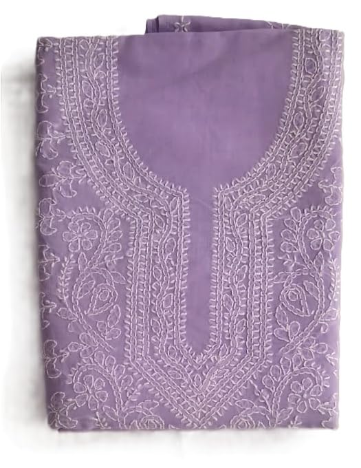 DRAVINAM Trends Women's Cotton Hand Embroidered Lucknowi Chikan Salwar Suit Material