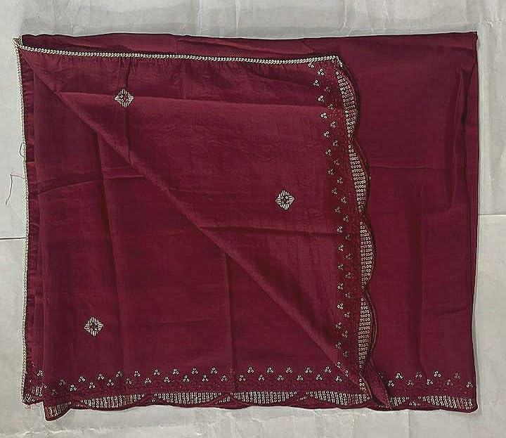 DRAVINAM Trends Handwork Modal Silk Unstitched Salwar Suit with Scalloped Dupatta