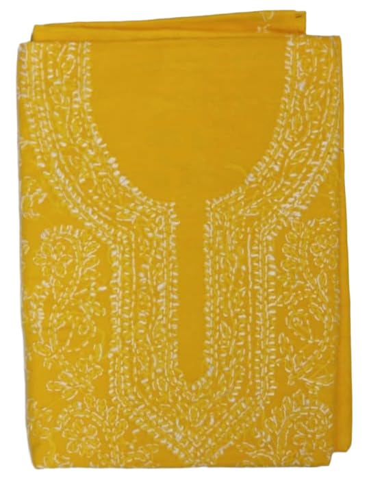 DRAVINAM Trends Women’s Cotton Unstitched Chikankari Suit Set with Dupatta & Bottom | Hand-Embroidered Lucknowi Dress Material | Premium Ethnic Wear for Women | Free Size (3-Piece)