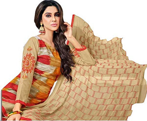 DRAVINAM Trends Women's Unstitched Sheesha Work Embroidered Printed Rayon Salwar Suit Dress Material with Nazmeen Embroidered Dupatta (Free Size)(Grey)