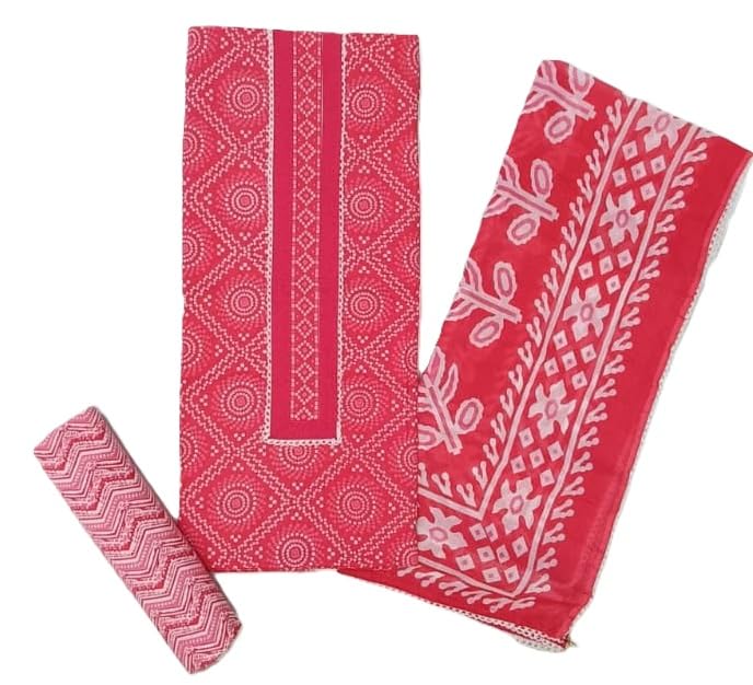 DRAVINAM Trends Women's Jaipuri Printed Embroidered and Hand Work Premium Cambric Cotton Unstitched Salwar Suit Dress Material with Mulmul Cotton Dupatta