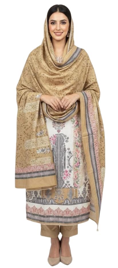 DRAVINAM Trends Women's Winter Wear Digital Printed Unstitched Warm Pakistani Salwar Kameez Dress Material with Digital Printed Pashmina Shawl Dupatta