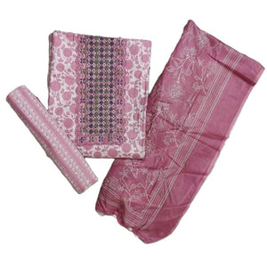 DRAVINAM Trends Women's Premium Cotton Jaipuri Printed Embroidered and Hand Work Unstitched Salwar Suit Dress Material with Mulmul Cotton Dupatta
