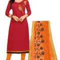 DRAVINAM Trends South Cotton Handloom Embroidered Unstitched Dress Material for Women