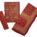 Jaipuri Print Cambric Cotton Kalamkari Unstitched Salwar Suit Dress Material for Women with Mulmul Cotton Dupatta
