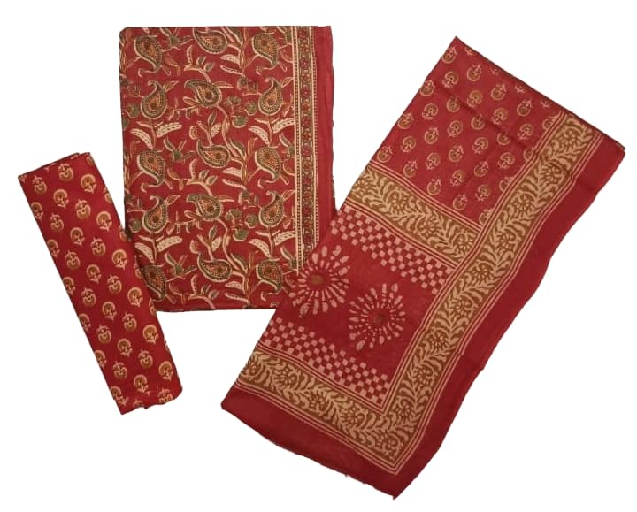 DRAVINAM Trends Jaipuri Print Cambric Cotton Unstitched Salwar Suit Dress Material for Women with Mulmul Cotton Dupatta