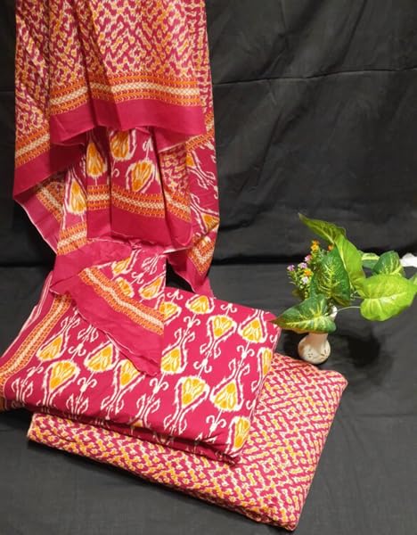 DRAVINAM Trends Jaipuri Print Cambric Cotton Unstitched Salwar Suit Dress Material for Women with Mulmul Cotton Dupatta