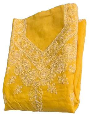 DRAVINAM Trends Women’s Cotton Unstitched Chikankari Suit Set with Dupatta & Bottom | Hand-Embroidered Lucknowi Dress Material | Premium Ethnic Wear for Women | Free Size (3-Piece)