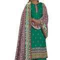 DRAVINAM Trends Women's Bandhani Printed Embroidered Woollen Pashmina Salwar Suit Dress Material with Shawl Dupatta (Green and Mauve)