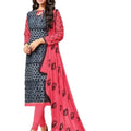 DRAVINAM Trends Women's Unstitched Sheesha Work Embroidered Printed Rayon Salwar Suit Dress Material with Nazmeen Embroidered Dupatta (Free Size)(Grey)
