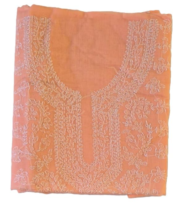 DRAVINAM Trends Women’s Cotton Unstitched Chikankari Suit Set with Dupatta & Bottom | Hand-Embroidered Lucknowi Dress Material | Premium Ethnic Wear for Women | Free Size (3-Piece)