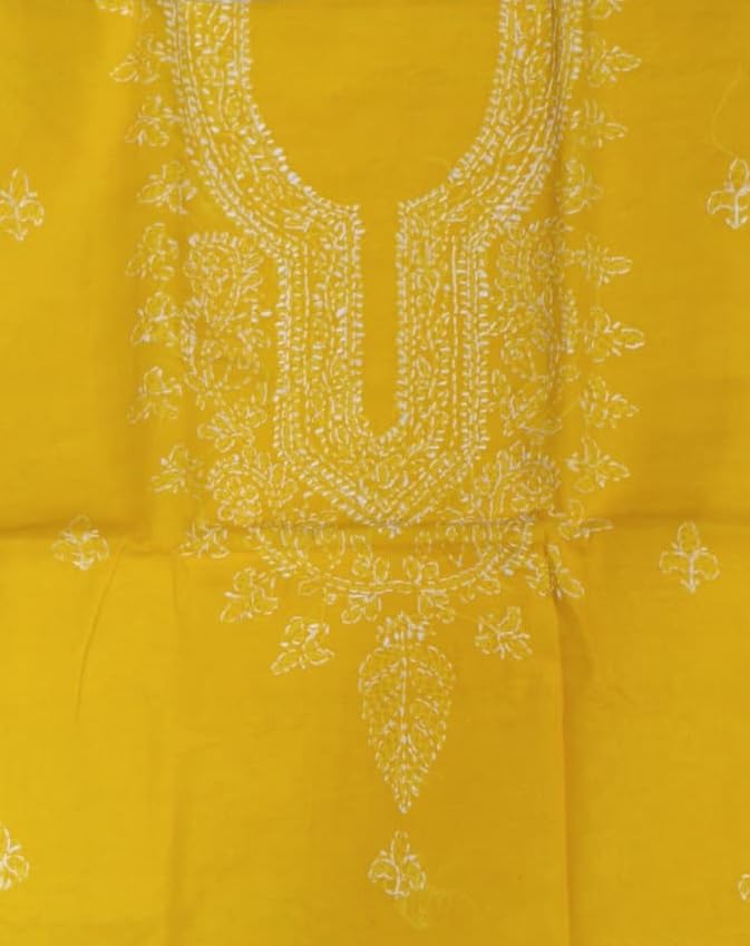 DRAVINAM Trends Women’s Cotton Unstitched Chikankari Suit Set with Dupatta & Bottom | Hand-Embroidered Lucknowi Dress Material | Premium Ethnic Wear for Women | Free Size (3-Piece)