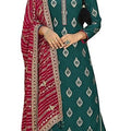 DRAVINAM Trends Women's Swaroski work Pure Dola Banarasi Silk Unstitched Salwar Suit Dress Material with Pure Chinon heavy embroidered Dupatta (Blue)