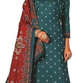 DRAVINAM Trends Women's Unstitched Kaani Print Mirror Work Spun Pashmina Winter wear Dress Material Fabric for Salwar Suit with printed spun pashmina Kashmiri shawl dupatta (Blue)