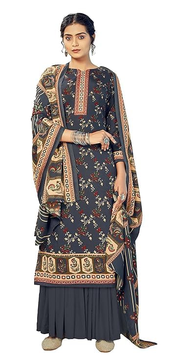 DRAVINAM Trends Women's Spun Unstitched Salwar Suit Dress Material with Shawl Dupatta