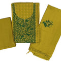 DRAVINAM Trends Women's Premium Malai Cotton Heavy Neck Embroidered Unstitched Salwar Suit Dress Material with Soft Silk Embroidered Dupatta
