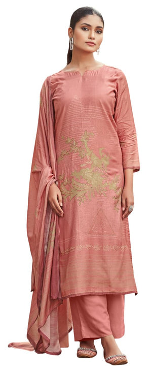 DRAVINAM Trends Unstitch Premium Viscose Bemberg Maslin Suit Dress Material II Pure Maslin Top Fabric with Aari work & Swaroski Detailing I Viscose Rayon Bottom I Digital Printed Maslin Dupatta
