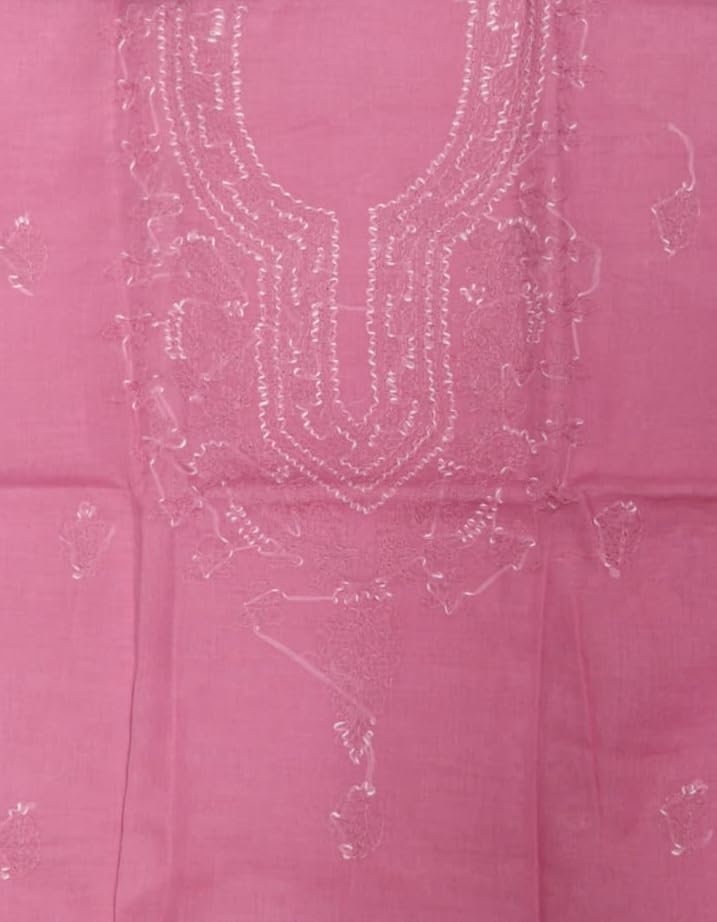 DRAVINAM Trends Women’s Cotton Unstitched Chikankari Suit Set with Dupatta & Bottom | Hand-Embroidered Lucknowi Dress Material | Premium Ethnic Wear for Women | Free Size (3-Piece)