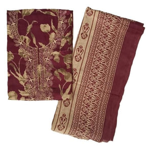 DRAVINAM Trends Women's Unstitched Jaam Cotton Dress Material | Printed Embroidered Unstitched Suit Set with Rayon Bottoms and Printed Dupatta