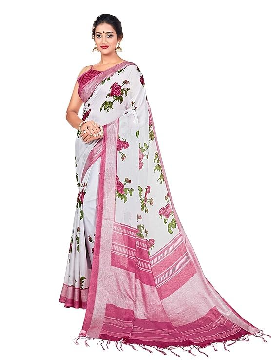 DRAVINAM Trends Women's Woven Kalamkari Printed Soft Cotton Saree with Blouse Piece (SareeKlm_6_Red and Orange)