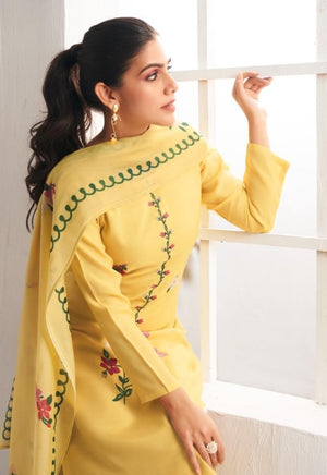DRAVINAM Trends Women's Premium Maslin Unstitch Suit Dress Material: Zari Embroidery Top Fabric, Heavy Maslin Bottom & Dupatta