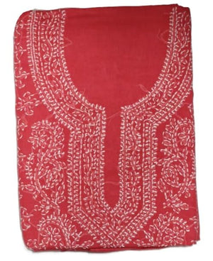 DRAVINAM Trends Women’s Cotton Unstitched Chikankari Suit Set with Dupatta & Bottom | Hand-Embroidered Lucknowi Dress Material | Premium Ethnic Wear for Women | Free Size (3-Piece)