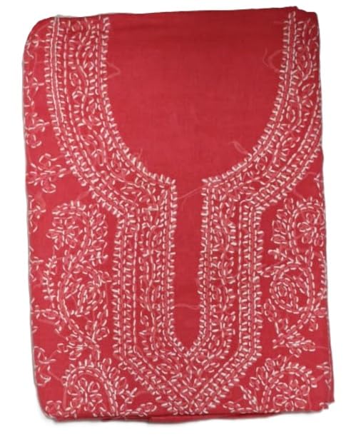 DRAVINAM Trends Women’s Cotton Unstitched Chikankari Suit Set with Dupatta & Bottom | Hand-Embroidered Lucknowi Dress Material | Premium Ethnic Wear for Women | Free Size (3-Piece)