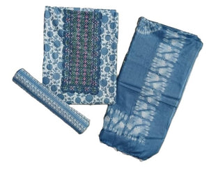 DRAVINAM Trends Women's Premium Cotton Jaipuri Printed Embroidered and Hand Work Unstitched Salwar Suit Dress Material with Mulmul Cotton Dupatta