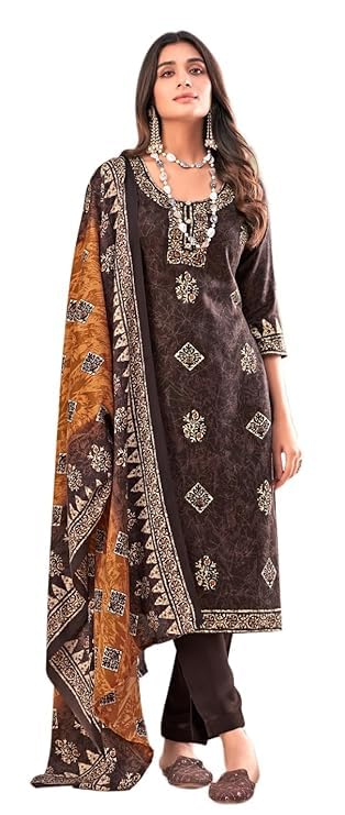 DRAVINAM Trends Women's Digital Printed Pashmina Unstitched Salwar Suit Dress Material with Digital Printed Pashmina Shawl Dupatta