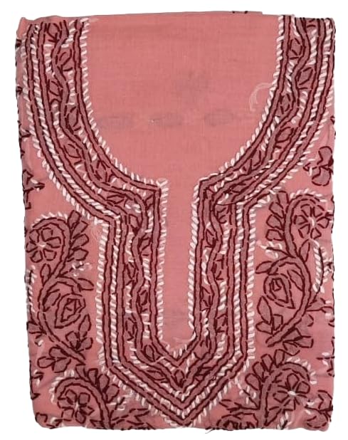 DRAVINAM Trends Women’s Cotton Unstitched Chikankari Suit Set with Dupatta & Bottom | Hand-Embroidered Lucknowi Dress Material | Premium Ethnic Wear for Women | Free Size (3-Piece)